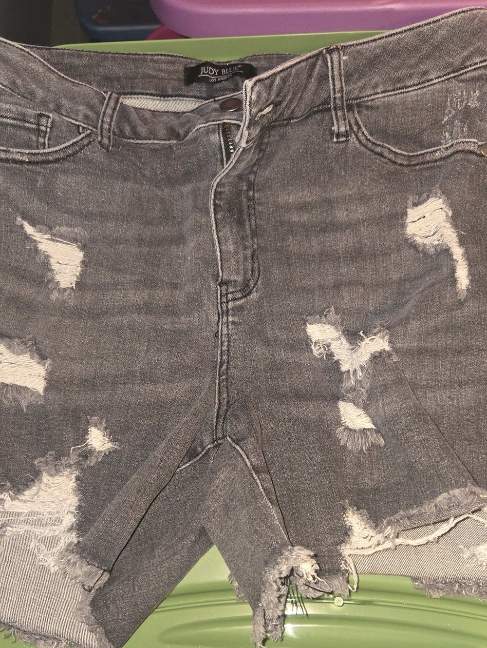Judy Blue  1xl Black/grey Distressed Shorts